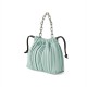 Charles Keith Pleated Covered Shoulder Bucket Bag Mint Green